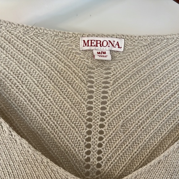 Merona, tan with gold flecks, tunic sweater, size Medium - Picture 2 of 4